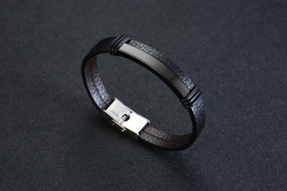 C033 Personalisiertes Edelstahl- Lederarmband