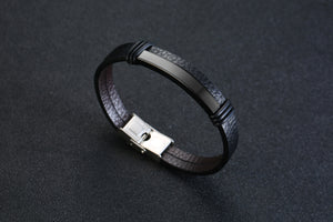 C033 Personalisiertes Edelstahl- Lederarmband
