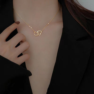 C005- Top-Style! Modische Doppel- Herz- Halskette in gold oder silber!